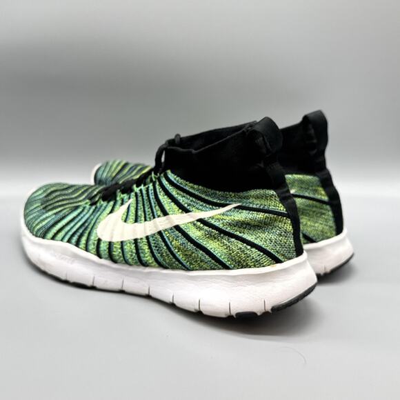 Nike Shoes Men 13 Black Green White Free Flyknit Chukka Mid Top Running Sneakers - Picture 6 of 11